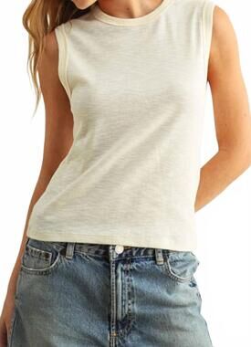 NEW MIOU MUSE cotton muscle tank in cream